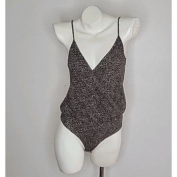 N:Philanthropy Peppermint Leopard Print Crossover Wrap Bodysuit XS Sugar Cheetah - Picture 4 of 11